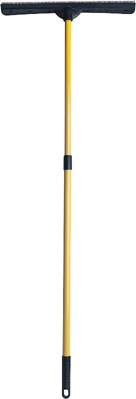 Photo 1 of  Pet Hair Removal Broom Rubber Broom, Carpet Rake Fur Remover Broom with Squeegee and Telescoping Handle, Dog and Cat Hair Remover for Carpets, Couch, Pet Towers, Rugs, Fabrics, Yellow/Black
