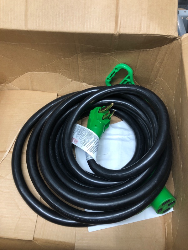 Photo 2 of RVGUARD 50 Amp 25 Foot RV Extension Cord, Heavy Duty STW Cord with LED Power Indicator and Cord Organizer, NEMA 14-50P/R Standard Plug, Green, ETL Listed 25 Feet Green 50 Amp