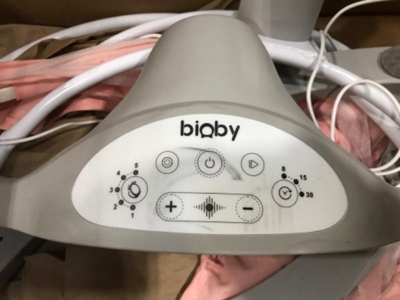 Photo 2 of Bioby Baby Swing for Infants with 5 Natural Sway Speeds,Bluetooth Music Baby Bouncer with Remote Control&5-Point Harness, Lightweight Baby Rocker for 5-20 Lb,0-10 Months?Pink? 1Pink