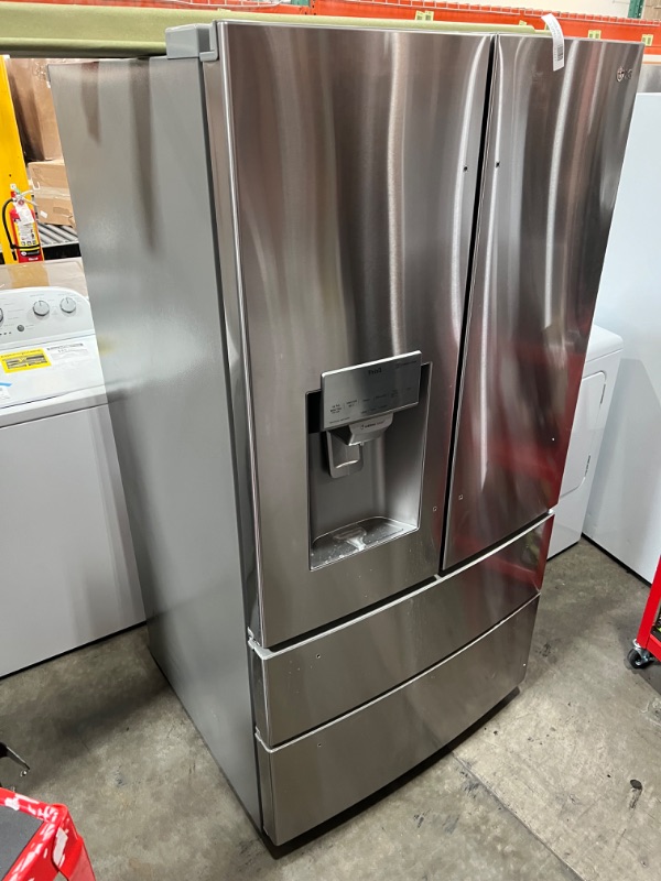 Photo 2 of LG 28 cu. ft. 4-Door French Door Smart Refrigerator with Ice and Water Dispenser in PrintProof Stainless Steel