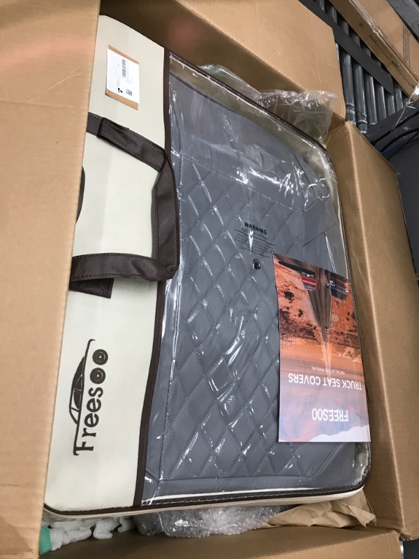 Photo 1 of FREESOO Car Seat Covers for Dodge Ram 2019-2023 1500 Crew Cab New Body Leather Seat Cover Limited Longhorn Rebel Laramie Big Horn Tradesman TRX Pickup Truck Accessories Grey 2019-2023 1500 Crew Cab Grey