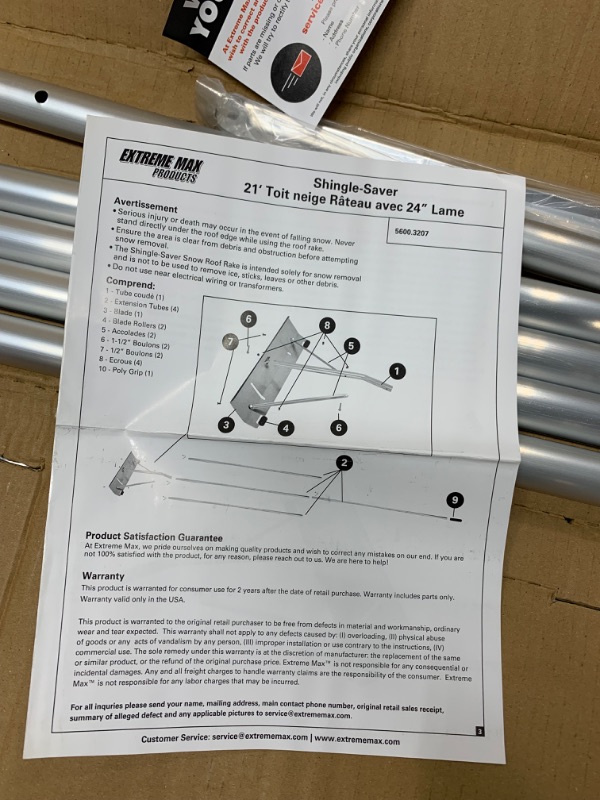 Photo 3 of Extreme Max 5600.3207 Shingle-Saver 21' Roof Snow Rake with 24" Blade Aluminum Blade with Shingle-Saver Technology