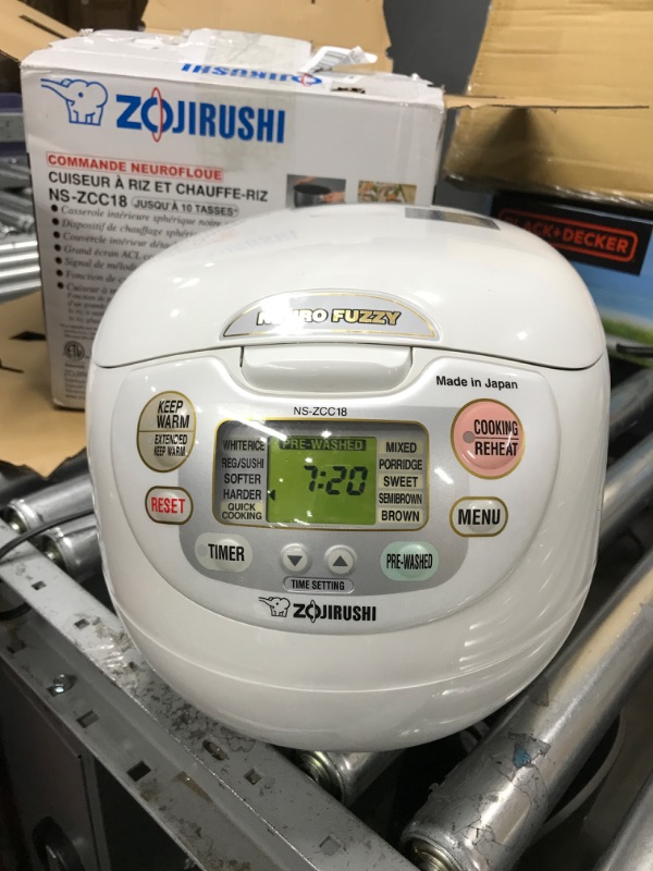 Photo 5 of ***USED AND DIRTY - POWERS ON - UNABLE TO TEST FURTHER - MISSING SPOON HOLDER***
Zojirushi NS-ZCC18 Neuro Fuzzy Rice Cooker & Warmer, 10 Cup, Premium White, Made in Japan 10-Cup