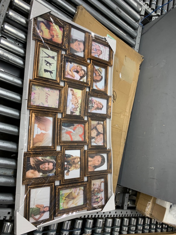 Photo 1 of HELLO LAURA - 4x6 Picture Frame Collage - 18 Openings Collage Frames 18x35 Inch Photo Frame Collage Wall Decor for Family Friends Gifts for Home Living Room Bedroom Gold - 18 Opening Photos