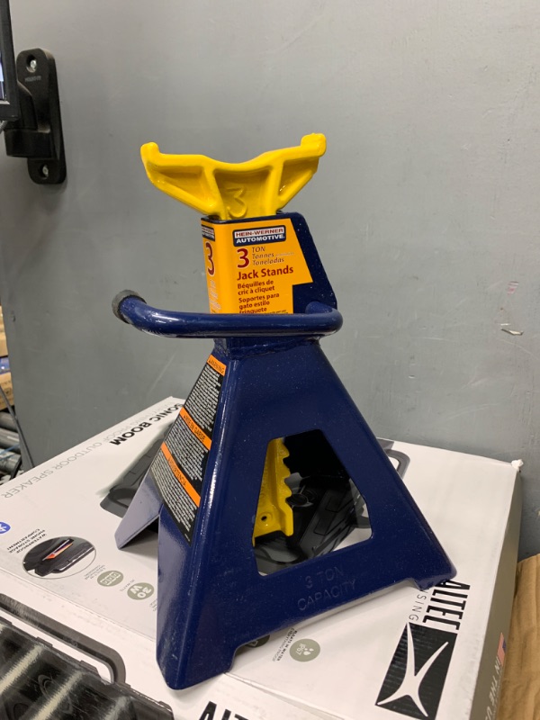 Photo 3 of Hein-Werner HW93503 Blue/Yellow Jack Stand - 3 Ton Capacity