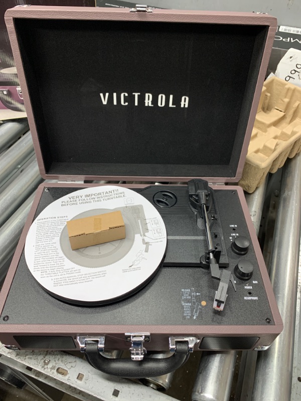 Photo 3 of **NOTES** Victrola Vintage 3-Speed Bluetooth Portable Suitcase Record Player with Built-in Speakers | Upgraded Turntable Audio Sound| Includes Extra Stylus | Magenta, Model Number: VSC-550BT-MAG Magenta Record Player