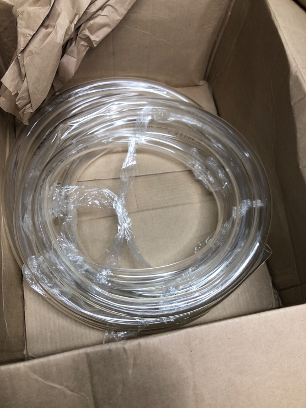 Photo 2 of 1’’ ID × 1-1/4’’ OD - 25 ft Clear Plastic Vinyl Tubing, Flexible PVC Hose Lightweight Non-Toxic vinyl Tube for Transfer Water Air Oil 25 feet 1''