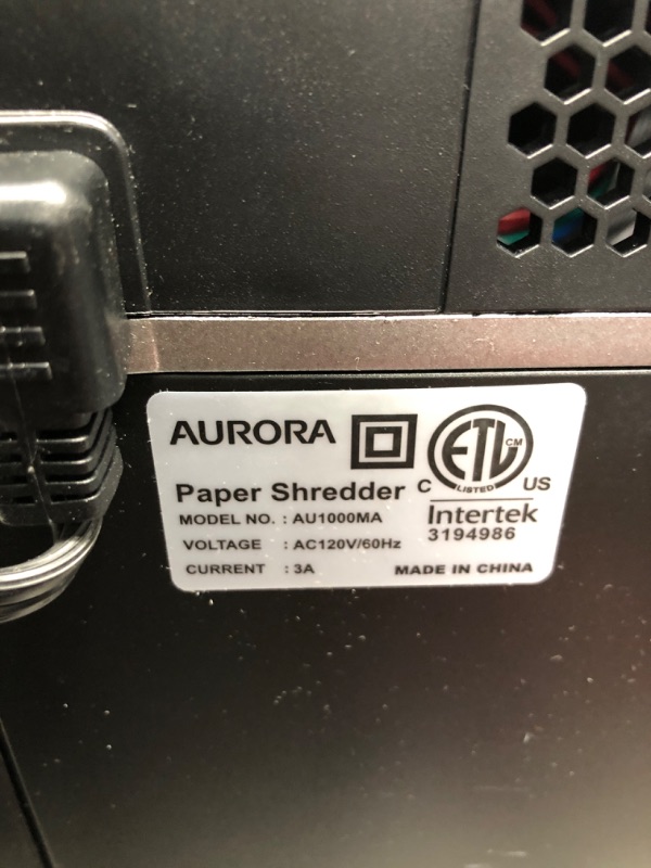 Photo 3 of Aurora High Security JamFree AU1000MA 10-Sheet Micro-Cut Paper/CD/Credit Card Shredder