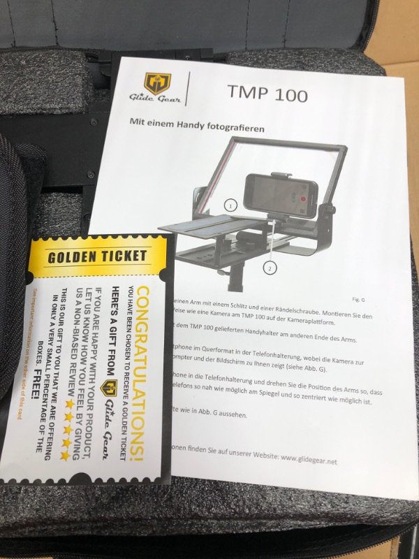 Photo 4 of Glide Gear TMP100 Adjustable iPad/ Tablet/ Smartphone Teleprompter Beam Splitter 70/30 Glass w/ Carry Case No Plastic All Metal / No Assembly Required 12" Tablet/Monitor Prompter