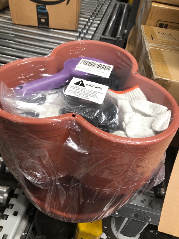 Photo 1 of RooTrimmer 2-Pack Stackable Planter Pots, Verticaal Garden Planter, Strawberry Planter, Indoor/Outdoor Planters, 5 Tier Garden Tower, Herb Planter for Growing Vegetables and Succulents (Brick Red) Brick Red 2-Pack