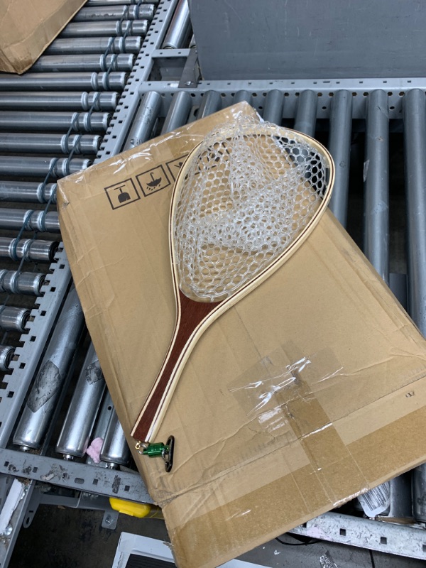 Photo 1 of Maxcatch Fly Fishing Landing Net Trout Wooden Frame Soft Rubber Netting with Magnet Release FL08 Wood Frame Rubber Net&Net Release