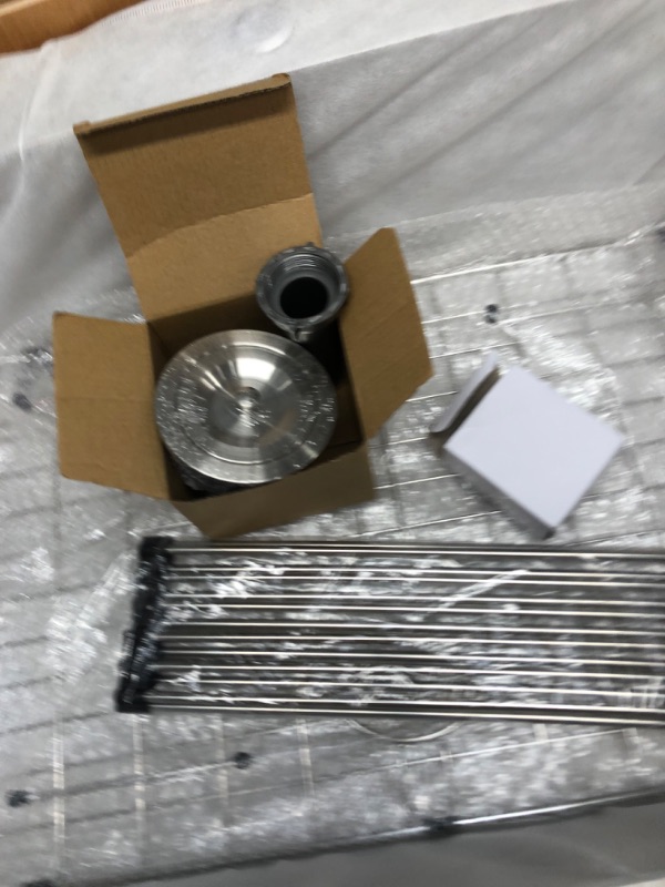 Photo 4 of ***Parts Only***31 Inch Stainless Steel Drop In Kitchen Sink, Hovheir 31x20 Drop In Topmount Kitchen Sink 16 Gauge Deep Single Bowl Kitchen Sink with Cutting Board,Roll-up Rack, Bottom Rinse Grid 31x20x10