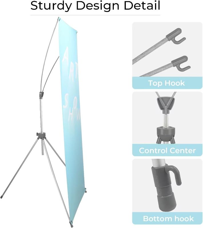 Photo 1 of YDisplay X Banner Stand Adjustable Fit Banner Size from 23"X63" to 32"X78" Portable Oxford Bag for Trade Show Exhibition Market,1 Pack