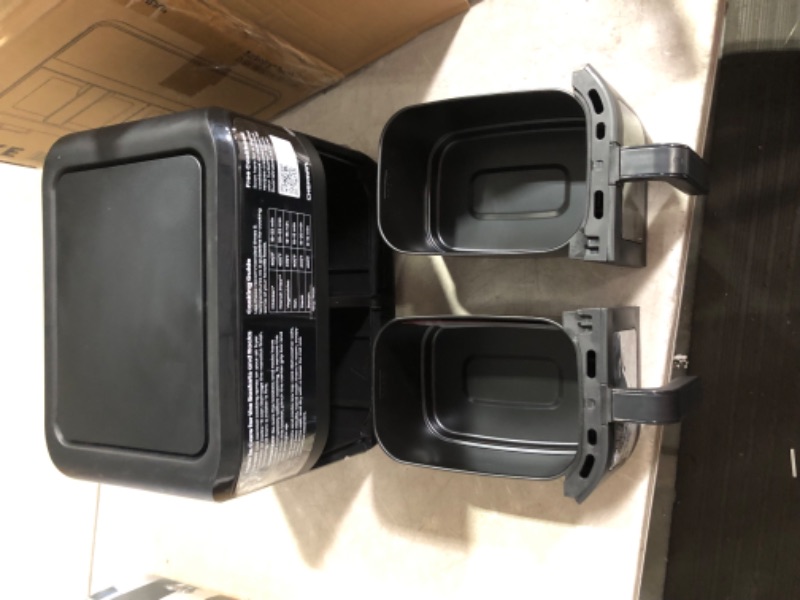 Photo 5 of ***USED - POWERS - ON - UNABLE TO TEST FURTHER - SEE PICTURES***
CHEFMAN 6 Quart Dual Basket Air Fryer Oven with Easy View Windows, Sync Finish, Hi-Fry, Auto Shutoff, 2 Independent 3Qt Nonstick Dishwasher Safe Frying Baskets, Digital Double Air Fryer - Bl