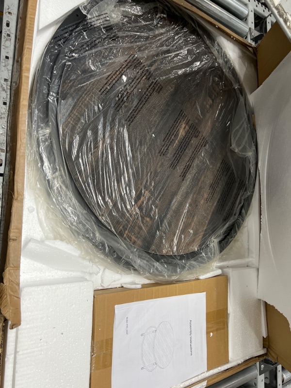 Photo 1 of IDEALHOUSE Round Coffee Table for Living Room Rustic Center Table with Storage Shelf Wood Circle Coffee Table with Sturdy Metal Frame, Easy Assembly(Light Walnut) Light Walnut 31.25inch