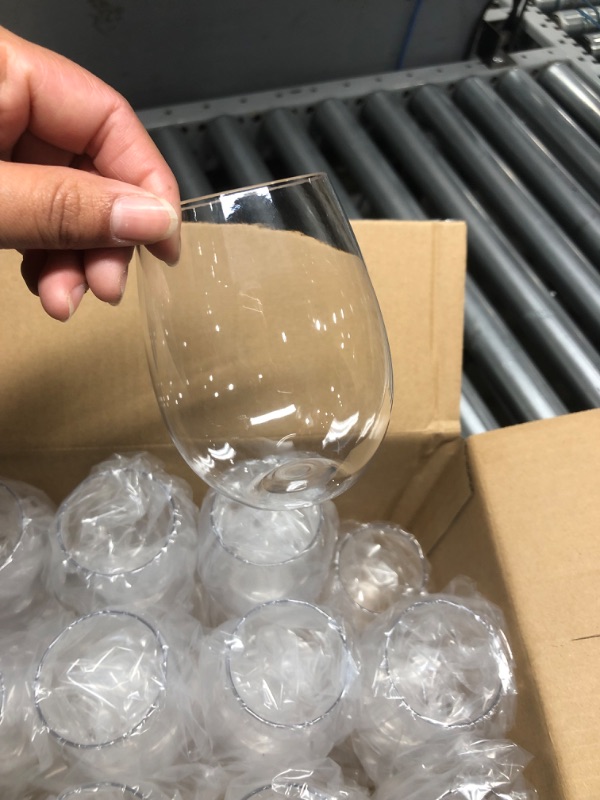 Photo 3 of 24 piece Stemless Unbreakable Crystal Clear Plastic Wine Glasses Set of 24 (12 Ounces)