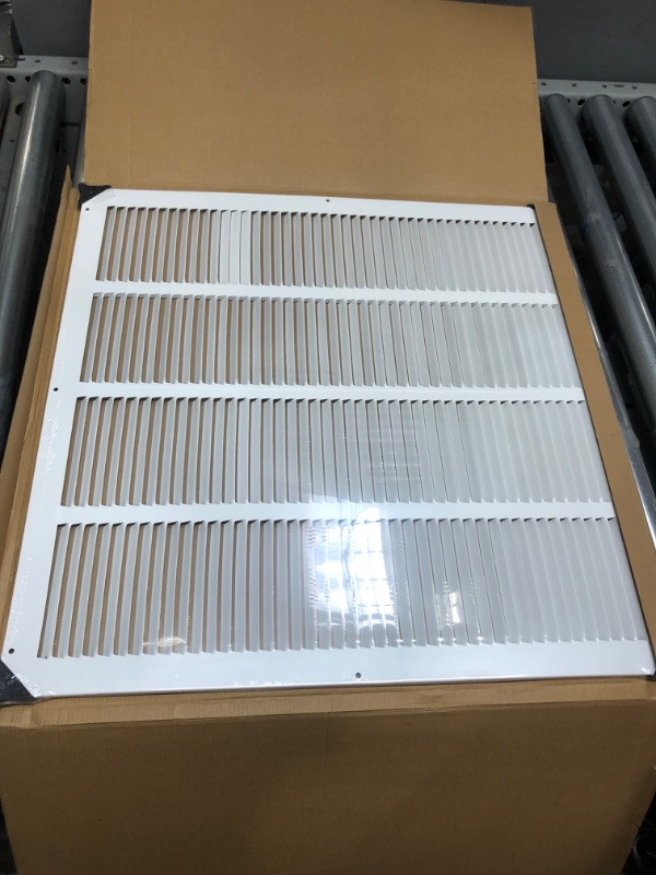 Photo 2 of 22" x 22" Return Air Grille - Sidewall and Ceiling - HVAC Vent Duct Cover Diffuser - [White] [Outer Dimensions: 23.75w X 23.75"h] 22 x 22 White