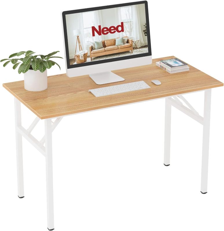 Photo 1 of Need Office Computer Desk - 47.2L Sturdy and Heavy Duty Folding Laptop Table,Writing Table/Home Office Desk/Sewing Table,No Assembly Required,Teak&White AC5BW-120-ND
