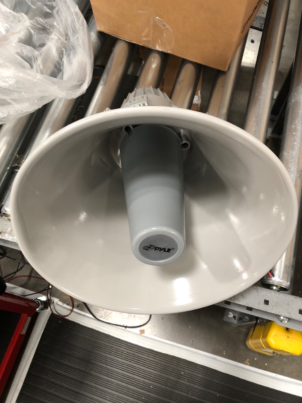 Photo 2 of Indoor Outdoor PA Horn Speaker - 12.7 Inch 60 W Compact Loud Sound Megaphone w/ 400Hz-5KHzz Frequency, 16 Ohm, 70V/100V Transformer, Mounting Bracket Hardware, For 70V/100V Audio System - Pyle PHSP12