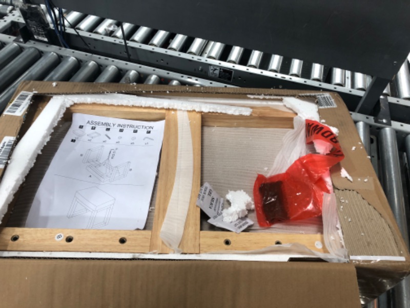 Photo 1 of Niccae Rectangular Ottomans Bench, 24 Inch Footstool, Made Loop Yarn Fabric and Sturdy Rubber Wood, Perfect for Modern Living Rooms, Bedrooms, and Corridors (Beige)