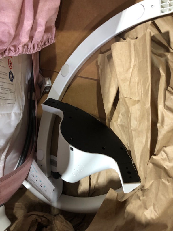 Photo 3 of **READ NOTES**Baby Swing for Infants, Electric Portable Baby Swing for Newborn, Bluetooth Touch Screen/Remote Control Timing Function 5 Swing Speeds Baby Rocker Chair with Music Speaker 5 Point Harness PINK