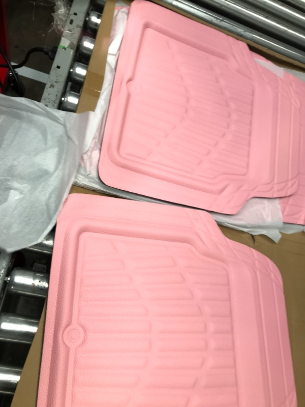 Photo 2 of CASS Pass Leather Car Floor Mats -3D Waterproof All Weather, Universal Trim to Fit & Anti-Slip Burr Bottom Safety & Light Easy Clean Install for SUV Truck Auto (Pink) 4 Piece Sedan Van