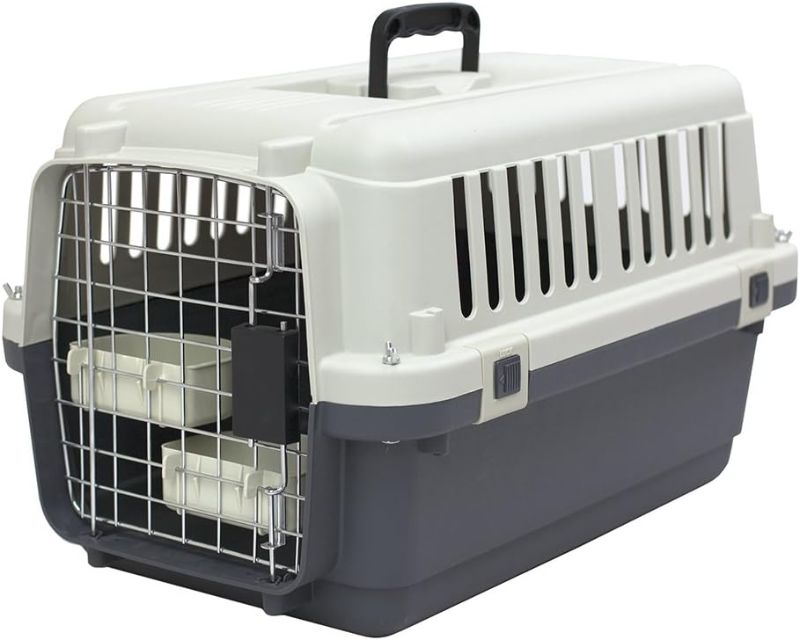 Photo 1 of **SEE NOTES**Plastic Kennel Plastic Wire Door Travel Dog Crate - Small - No Wheel, Tan