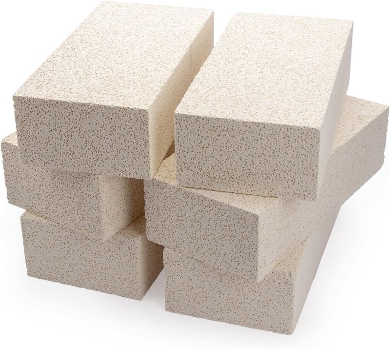 Photo 1 of 6 Pieces Insulating Fire Brick for Ovens, Kilns, Blacksmith, Fireplaces, Forges 9" x 4.5" x 2.5" 2300F Rated Insulating Fire Bricks
