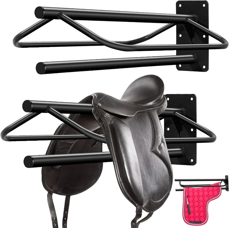 Photo 1 of ***USED - BENT***
Paterr 2 Pcs Saddle Rack Wall Mount Black Saddle Stand Saddle Pad Rack Horse Tack Storage for English Western Saddles 24.4 Inch