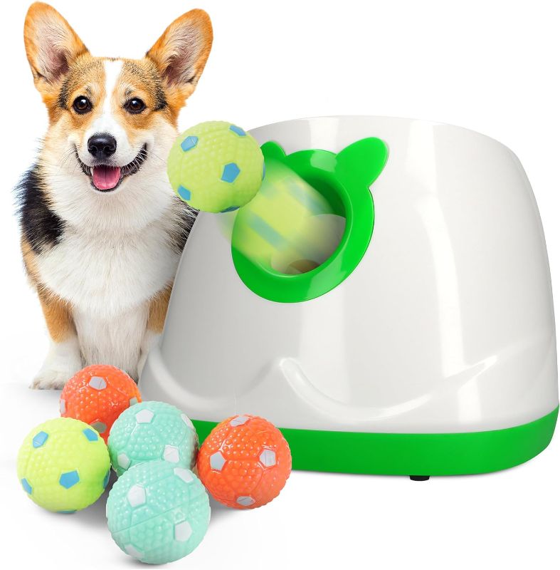 Photo 1 of Automatic Dog Ball Launcher Dog Fetch Machine for Small to Medium Sized Dogs,3 Launch Distances, Ball Launcher for Dogs with 6 Latex Balls, Dual Power Supply, Ball Thrower for Dogs
