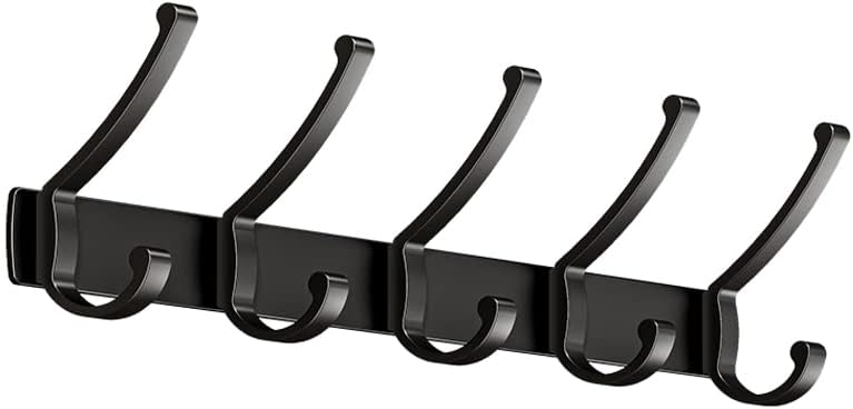 Photo 1 of Double Hook Coat Hanger Black Heavy Duty Wall Hooks - Aluminum Wall Mounted Coat Rack For Bathroom Living Room Bedroom
