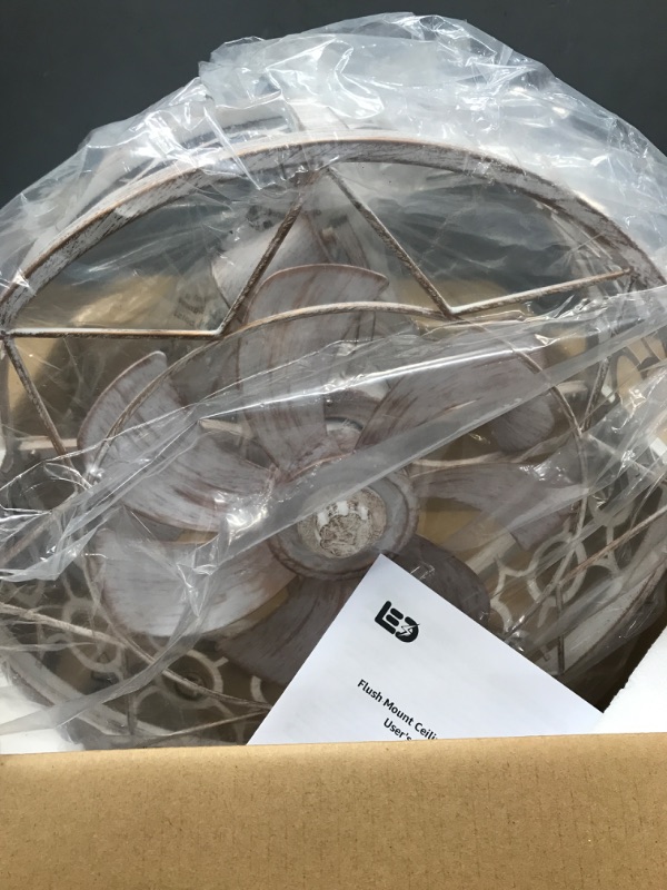 Photo 1 of LSEPOUM Caged Ceiling Fan with Light Control Remote, Timing 6-speed Modern Enclosed Reversible Motor, 20-inch Low Profile Flush Mount Farmhouse Bladeless...

