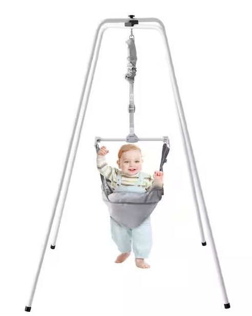 Photo 1 of Baby Jumper with Stand Height-Adjustable Baby Bouncers 35 Lbs. Load Quick-Folding Exerciser Gift for 3+ Months Toddler
