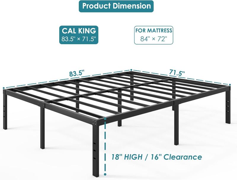Photo 3 of (READ FULL POST) FSCHOS Full-Size-Bed-Frame / 18 Inch High / Metal Bed-Frames-Full / Reinforced Steel Slats Support / No Box Spring Needed / Heavy Duty Mattress Foundation / Easy Assembly / Noise Free / Black