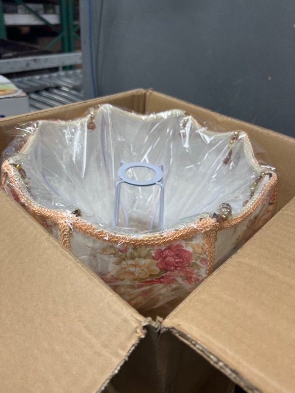 Photo 1 of Retro Cloth Lamp Shade European Lace Bedside Lampshade Princess Victorian Style Decoration for Home Table Floor Light E27 Base (12.18X12.18X9.04inch, Beige)