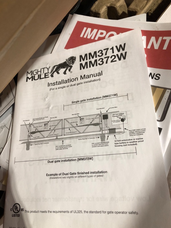 Photo 4 of ***SEE NOTES BELOW*****PARTS ONLY***NON REFUNDABLE SOLD AS IS***Mighty Mule MM371W Medium Smart Single Gate Opener