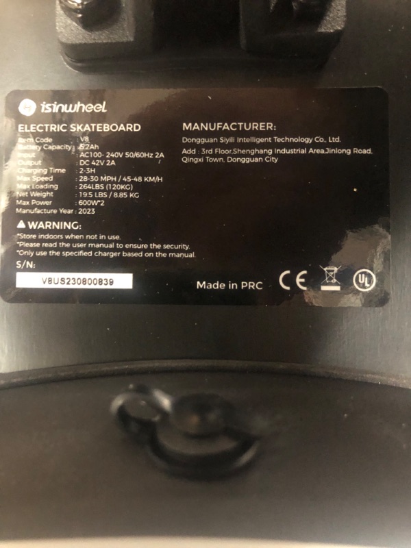 Photo 1 of ***DAMAGED*** ONLY ONE MOTOR WORKS
isinwheel V8 Electric Skateboard with Remote, 1200W Dual Brushless Motor,[Top Speed 30 MPH]12 Miles Range,IPX54 Dustproof,Electric Longboard for Adults ? Teens with Green Ambient Light ? Gift Wrapping