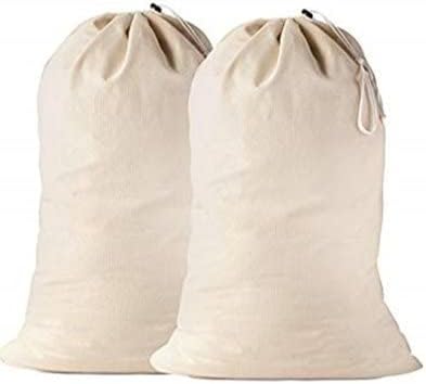 Photo 1 of 2 Pack - Extra Large Cotton Laundry Bag, Heavy Duty Large Laundry Bags 24 x 36 inch XL Drawstring Travel Organizer Bag Fit Hamper Basket Camp Home College Dorm Tear Resistant Dirty Cloth Big Storage
