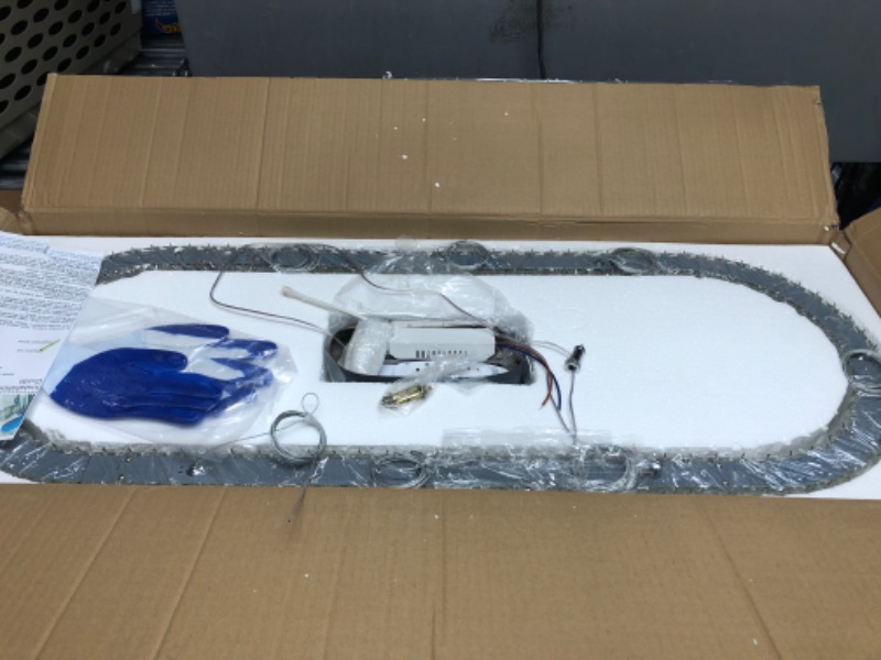 Photo 1 of Chrome Long Oval Crystal Chandelier 39'' for Rectangular Dinner Table Silver LED Crystal Ceiling Pendant Light Dinning Room Chandelier Over Table (100CM Oval,Chrome,RC) Oval Chrome Chandelier 39''0