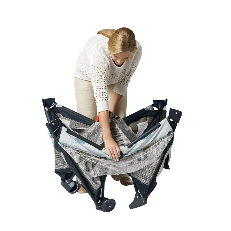 Photo 3 of (READ FULL POST) Graco Pack and Play On the Go Playard | Includes Full-Size Infant Bassinet, Push Button Compact Fold, Stratus , 39.5x28.25x29 Inch (Pack of 1) W/ Bassinet Insert Stratus