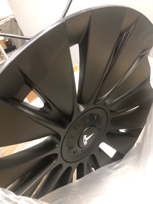 Photo 1 of Limsas Tesla Model Y Wheel Cover Hubcap 19 Inch,Tesla Model Y Accessories, Edge Matte Black HubCaps Rim Protector Compatible with Tesla Model Y 2021-2023,Hubcaps with Four Logos,Set of 4 Edge Model Y Wheel Cover