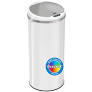 Photo 1 of 13 Gal. Matte Pearl White Touchless Round Motion Sensing Trash Can with Odor Filter
