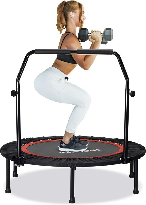 Photo 1 of (READ FULL POST) KENSONE 40"/48" Foldable Mini Trampoline, Indoor Trampoline for Kids, Adults Indoor/Garden Workout, Fitness Rebounder with Adjustable Foam Handle, Max Load 330/450 lbs

