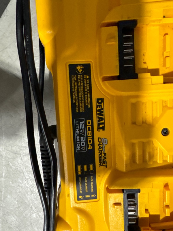 Photo 4 of **DAMAGED READ NOTES**DEWALT 20V MAX* Charger, 4-Port, Rapid Charge (DCB104) , Black/Yellow