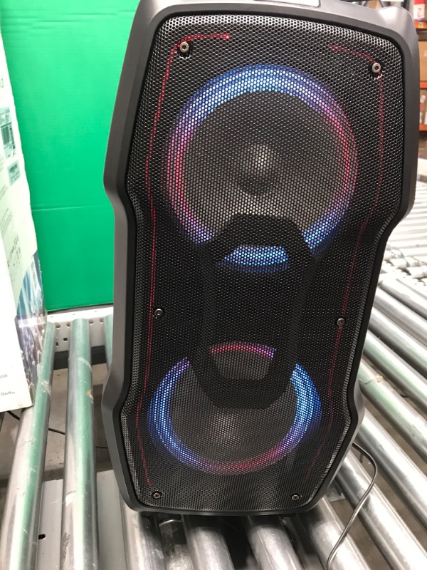 Photo 2 of *NEW TESTED* VuiGue Bluetooth Karaoke Machine, Wireless PA System for Adults & Kids with Dual 8'' Subwoofers, 2 UHF Mics, Colorful LED Lights, Ideal Home Karaoke, Party, Stage Performance (VS-0808), Black