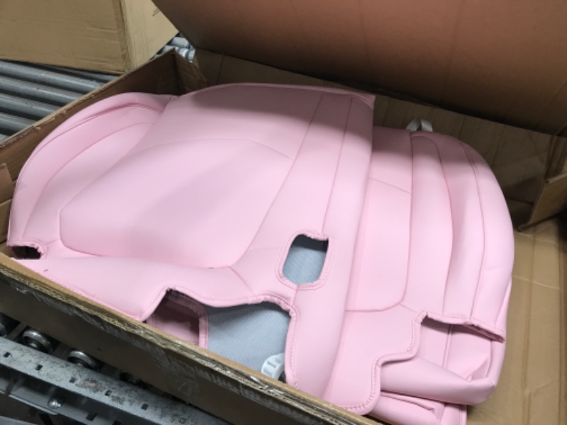 Photo 2 of Maysoo Tesla Model Y Seat Covers Pink Nappa Leather Car Seat Covers, for Tesla Model Y 2023 2022 2021 2020 5 Seat Car Seat Cover Car Interior Cover All Weather Protection(Pink-Nappa,Model Y(Full Set)) pink nappa model Y(full set)