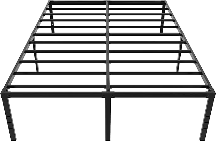 Photo 1 of 14 Inch Bed Frame Queen Size, No Box Spring Needed, Queen Size Bed Frame Metal 2500 lbs Heavy Duty Steel Slat Support, Non-Slip and Noise Free, Durable and Stable, Black
