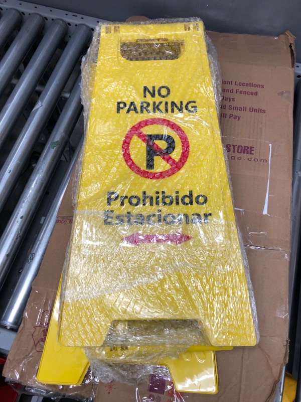 Photo 2 of Hi Viz No Parking Sign English and Spanish (No Estacionar) Double-Sided, Portable, Fold-Out 5 Pack 1 Count (Pack of 5)