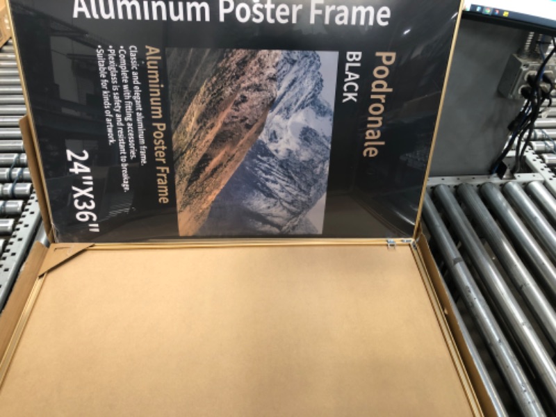 Photo 2 of 24x36 Matte Gold Picture Frame, 2 PCS, Plexiglass, Without Mat?Thin Aluminum Poster Frame, Horizontally & Vertically Hanging