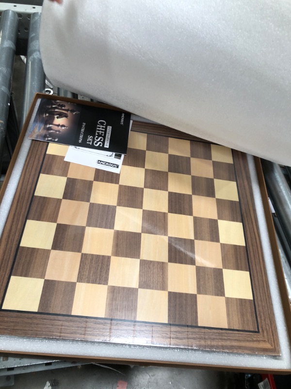 Photo 1 of AMEROUS 17 Inches Wooden Chess Board Only, Professional Tournament Chess Board Large with Gift Package - Chess Rules, Beginner Chess Board Game for Kids, Adults